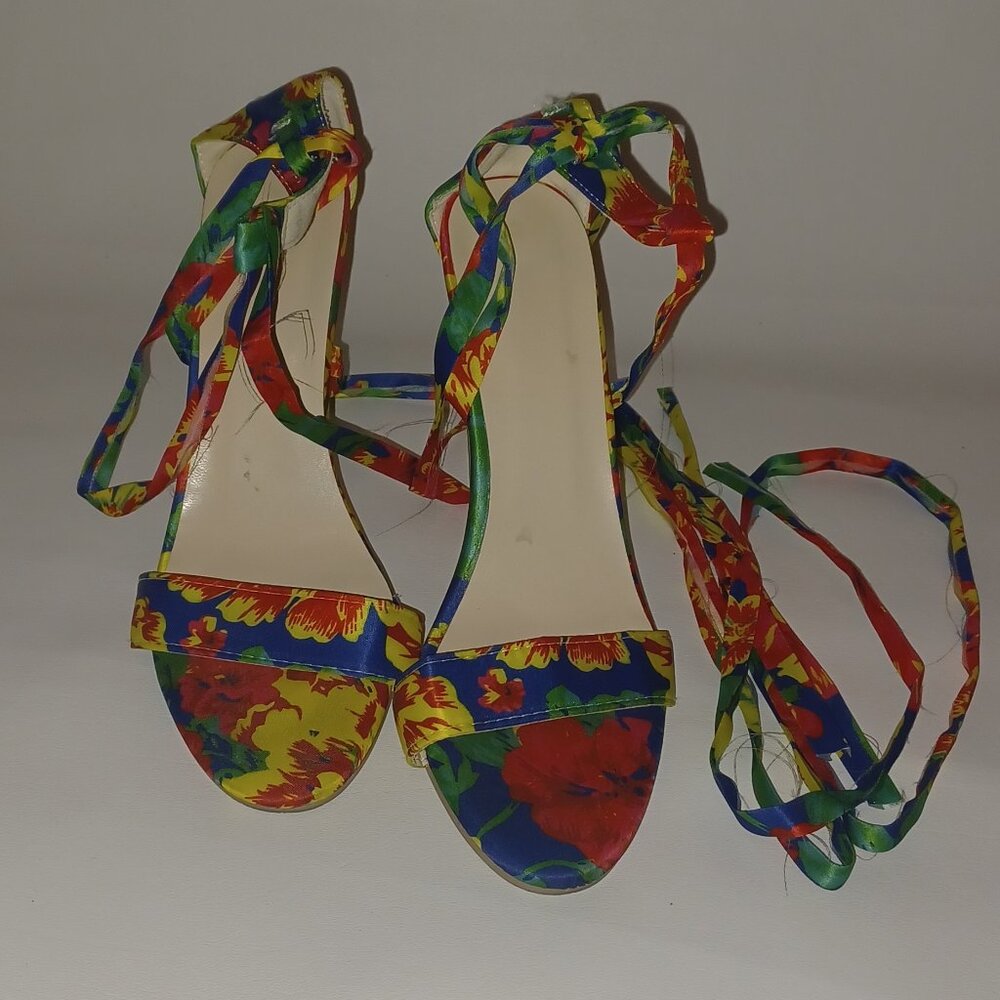 COLORFUL LACE UP SEXY HEELS